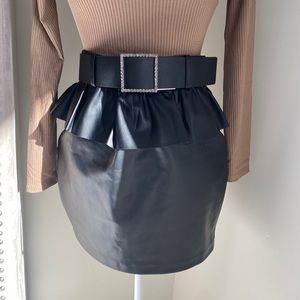 Zara Ruffle Faux Leather Skirt